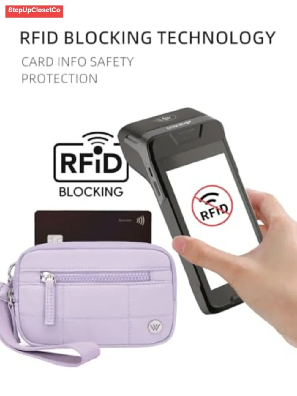 RFID Blocking Quilted Nylon Wristlet Wallet for Women with Card Slots,